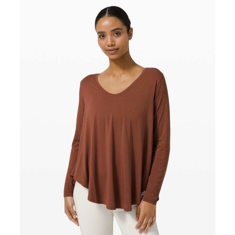 Lululemon Up‎ For Down Time Long Sleeve Pullover Top in Dark Terracotta Size 4